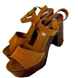 CLEARANCE - 👡 Steve Madden Chestnut Suede Platform Heeled Sandals – Size 7.5